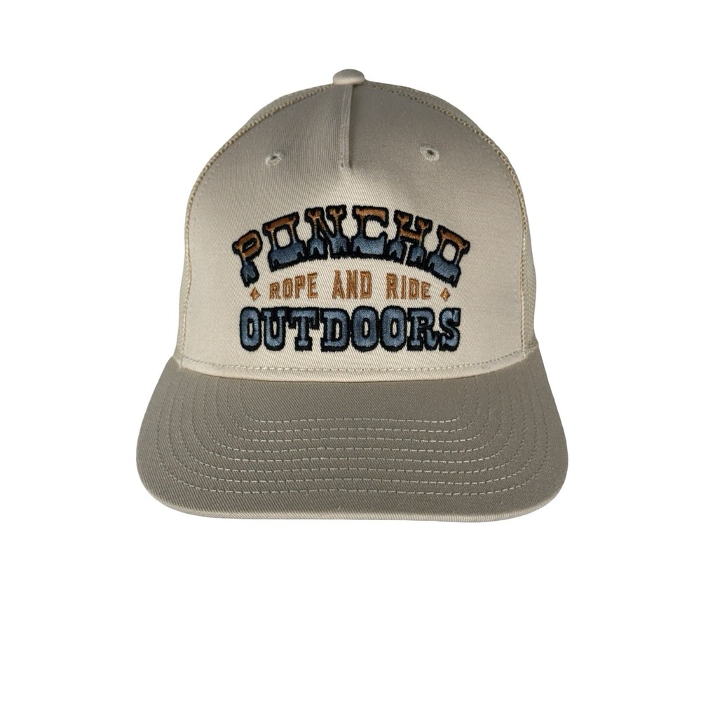 Poncho Snapback Hat Beige Adjustable Cap Trucker Rope And Ride Outdoors EUC